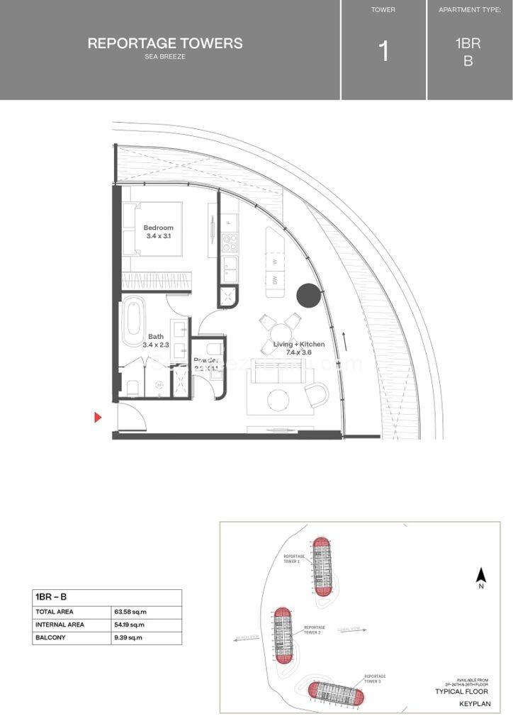 Buy 1-Bedroom Apartment in Baku – Sea Breeze Reportage Heights HalfMoon view